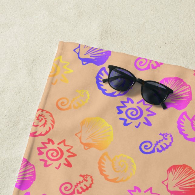 Serviette De Plage Symboles de plage des coquillages (En situation)