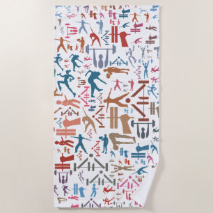 Serviette De Plage Symboles liés à la condition physique arrière - pl