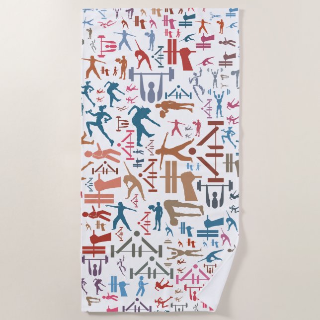 Serviette De Plage Symboles liés à la condition physique arrière - pl (Devant)