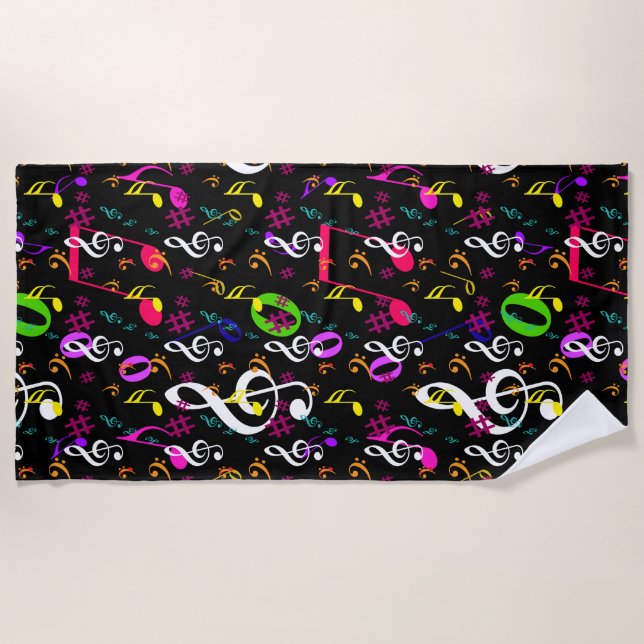 Serviette De Plage Symboles musicaux Design Motif (Devant)