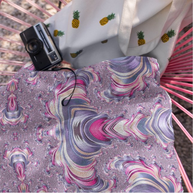 Serviette De Plage Symétrie fractale Abstraite rose pourpre (Créateur téléchargé)