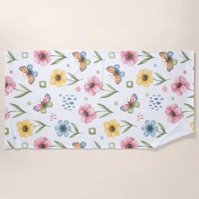 Serviette De Plage Symphonie de fleurs rustiques (Devant)