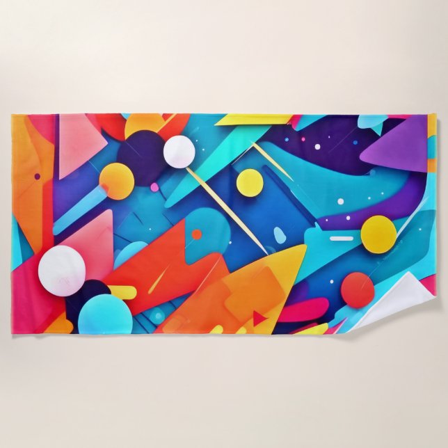 Serviette De Plage Symphonie géométrique de couleur (Devant)