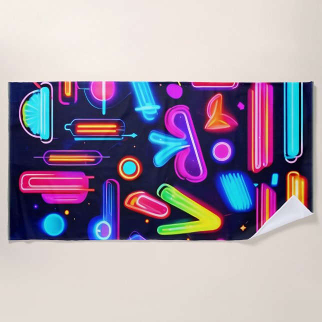 Serviette De Plage Symphonie Neon Dreamscape (Devant)