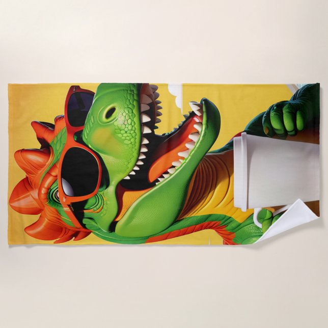 Serviette De Plage T-Rex Dinosaur Drôle (Devant)