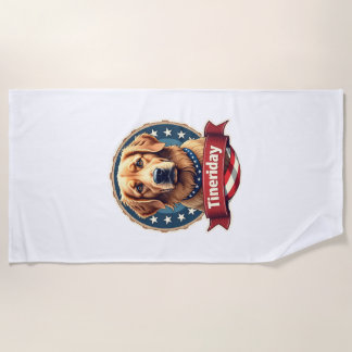 Serviette De Plage T-shirt à gravure de Golden Retriever patriotique 