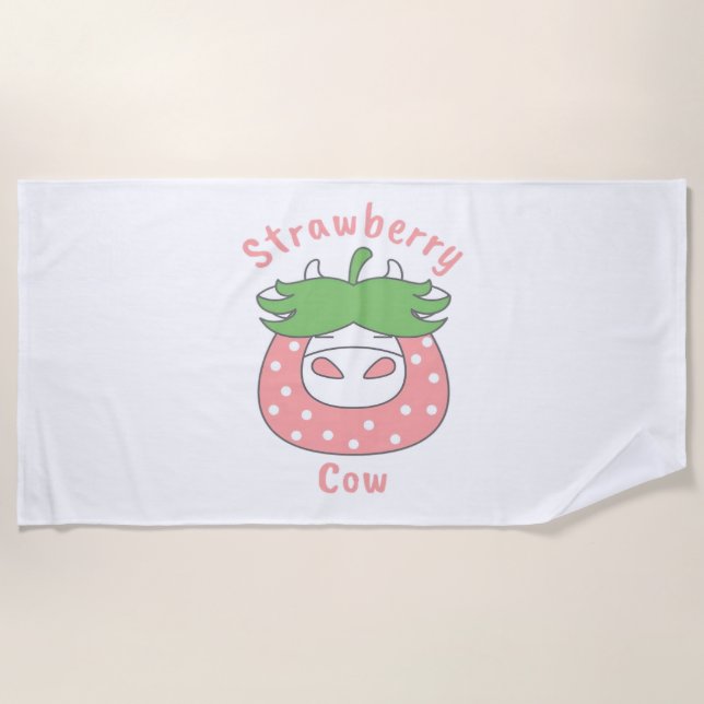 Serviette De Plage T-shirt classique à la fraise rose (Devant)