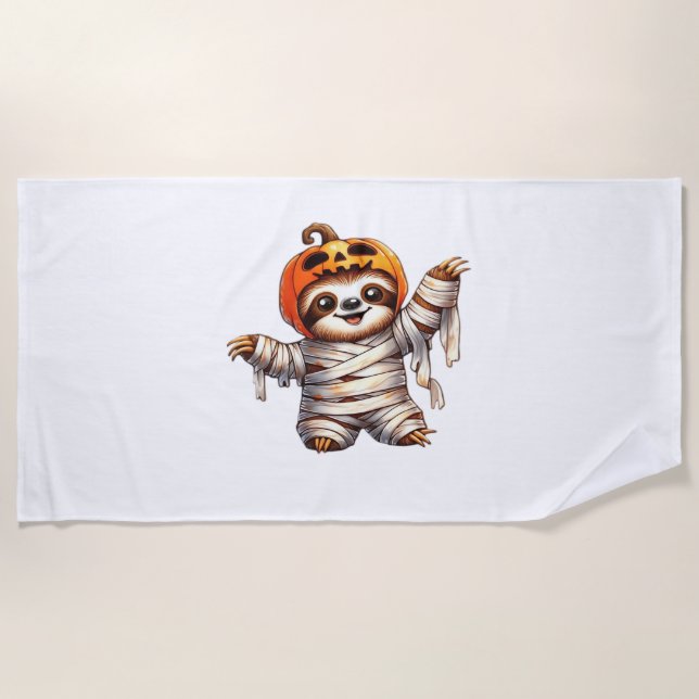Serviette De Plage T-shirt classique de Sloth Mummy Halloween (Devant)