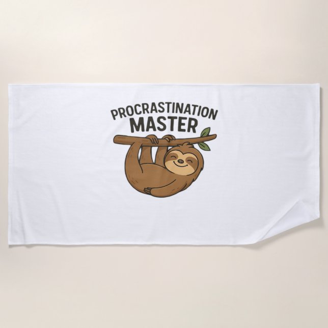 Serviette De Plage T-Shirt Classique Maître de Procrastination (Devant)