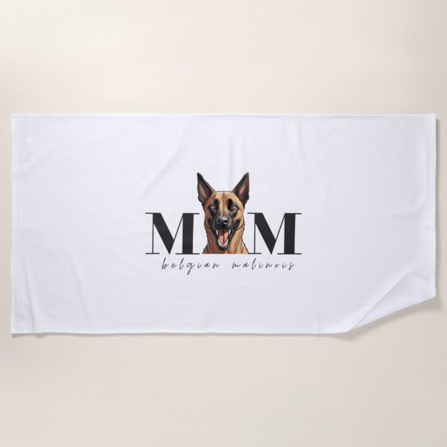 Serviette De Plage T-shirt classique maman chien MALINOIS (Devant)