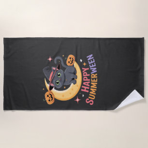 Serviette De Plage T-shirt essentiel esthétique Halloween chat mignon
