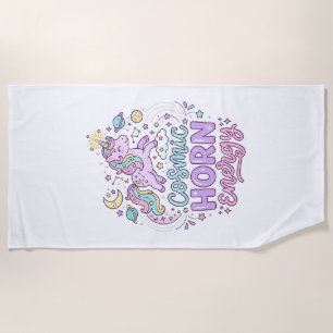 Serviette De Plage T-shirt graphique pastel mignon énergie corne cosm