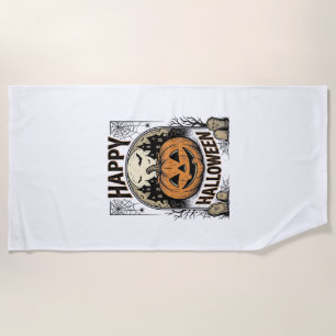 Serviette De Plage T-shirt Halloween Citrouille Cimetière Vintage Art