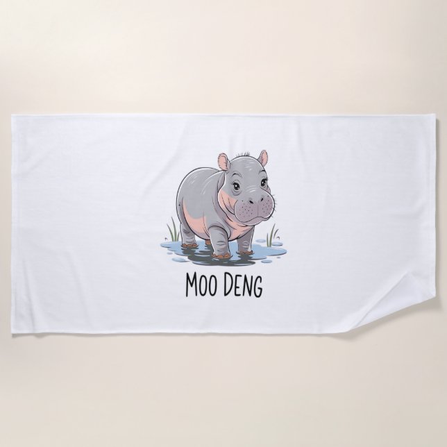 Serviette De Plage T-shirt MOO DENG ALONE DESIGN (Devant)