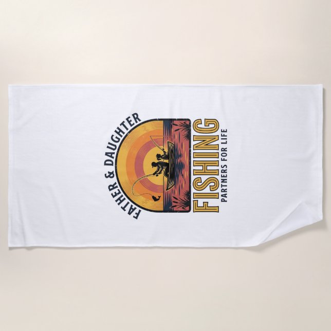 Serviette De Plage T-shirt père fille partenaires de pêche pour la vi (Devant)