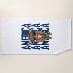 Serviette De Plage T-Shirt Vintage Amérique Vache Highland Patriotiqu