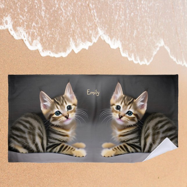 Serviette De Plage Tabby chatte moelleux chatte bébé (Créateur téléchargé)