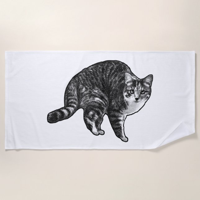 Serviette De Plage Tabby Pause de Fêtes (Devant)