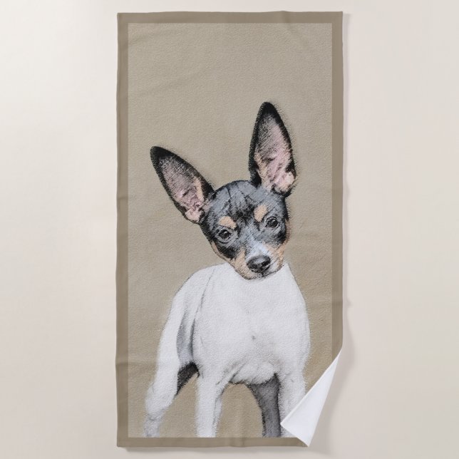 Serviette De Plage Tableau Rat Terrier - Cute Original Chien Art (Devant)