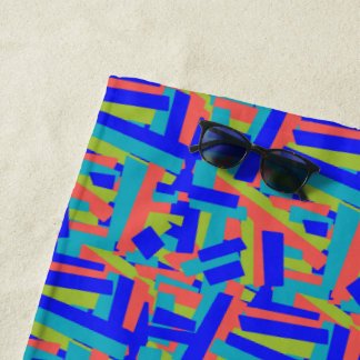 Serviette De Plage Taches abstraites de corail bleu vert bleu vif