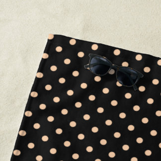 Serviette De Plage Taches de pêche abricot sur fond noir
