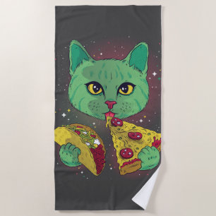 Serviette De Plage Taco et Pizza Cosmic Space Cat