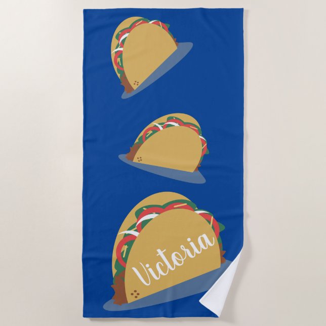 Serviette De Plage Taco Nom flottant Blue Beach Towel (Devant)