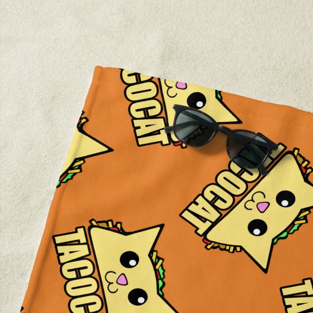 Serviette De Plage Taco Patterned Chat (En situation)