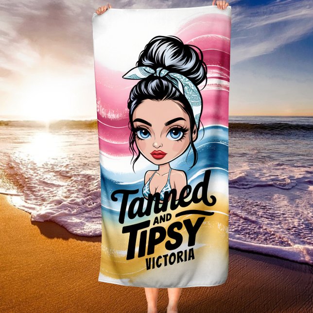 Serviette De Plage Tannée Et Tipsy - Voyage, Cadeau De Vacances Pour  (Créateur téléchargé)