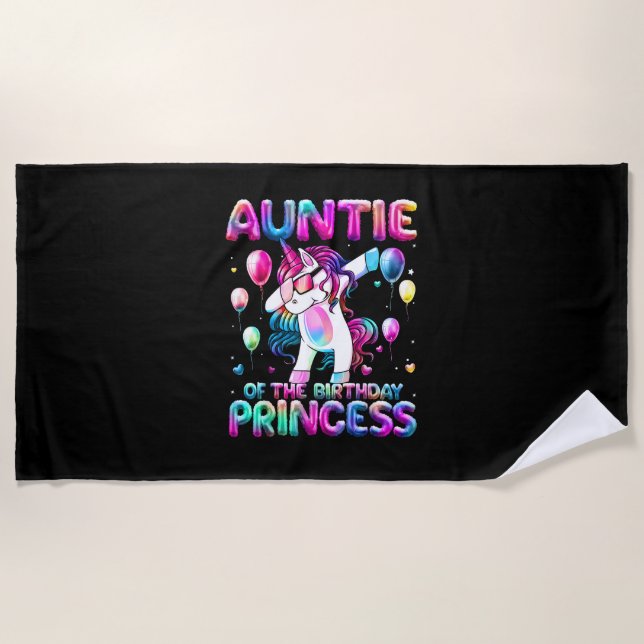 Serviette De Plage Tante de la fille de la princesse d'anniversaire L (Devant)
