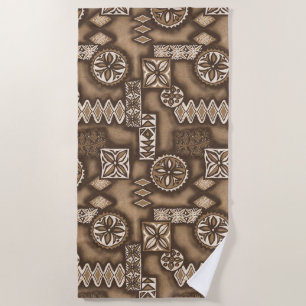 Serviette De Plage Tapa primitif hawaïen Warriian - Brown