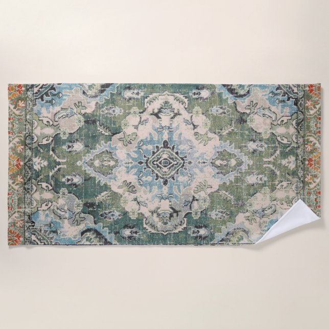 Serviette De Plage Tapis antique vert (Devant)