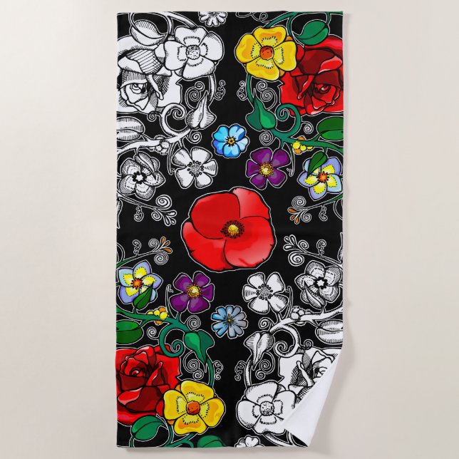 Serviette De Plage Tapis de fleurs au coquelicot (Devant)