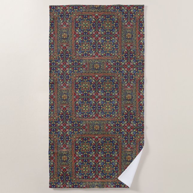 Serviette De Plage Tapis Oriental Coloré (Devant)