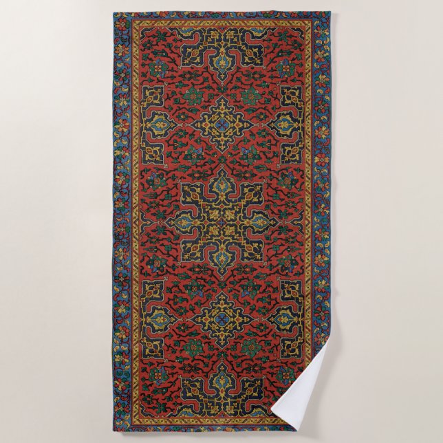 Serviette De Plage Tapis Persan Rouge Bleu Classique (Devant)