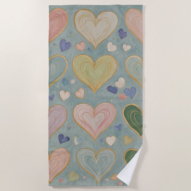 Serviette De Plage Tapisserie Pastel Heart (Devant)