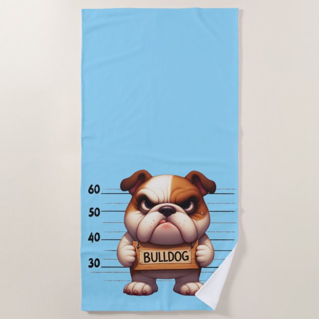 Serviette De Plage Taquin Bouledogue (Devant)