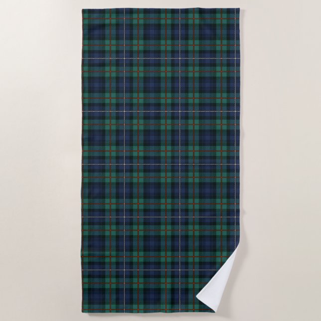 Serviette De Plage Tartan Clan Robertson Plaid Purple Green Check (Devant)