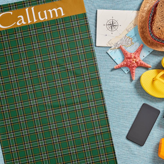 Serviette De Plage Tartan national irlandais personnalisé (Créateur téléchargé)