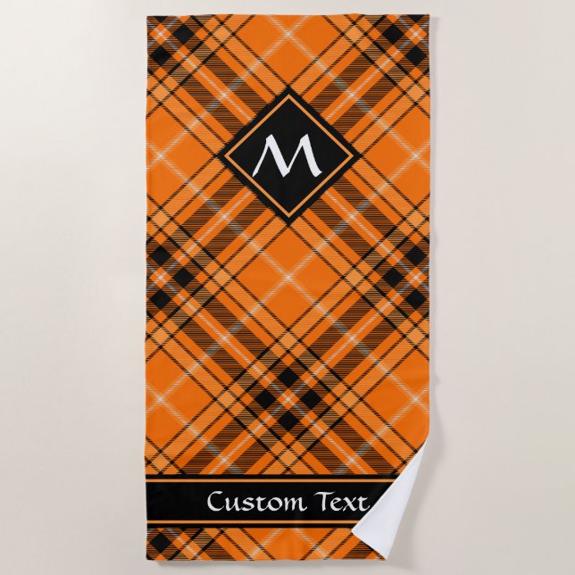 Serviette De Plage Tartan orange d'Halloween (Devant)