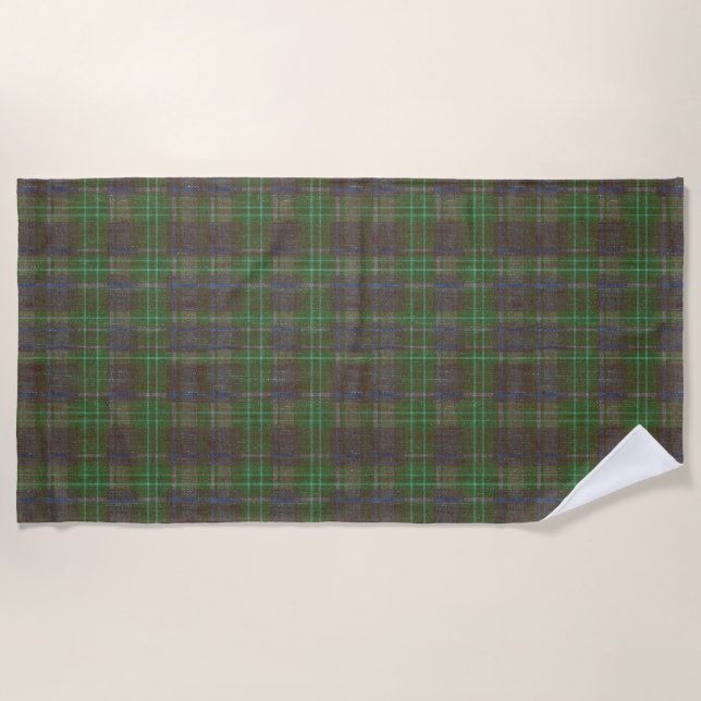 Serviette De Plage Tartan Vert de la Forêt Cabine (Devant)