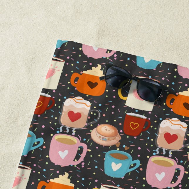 SERVIETTE DE PLAGE TASSES (En situation)