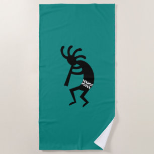 Serviette De Plage Teal Et Noir Kokopelli Design