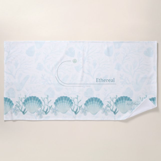 Serviette De Plage Teal Oceanic Pearls Personalised Beach Towel (Devant)