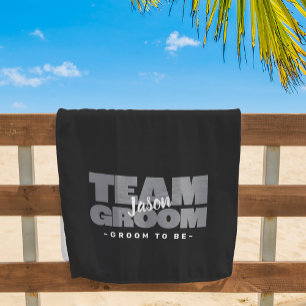 Serviette De Plage Team Groom To Be Name Mariage Cool Retro Black