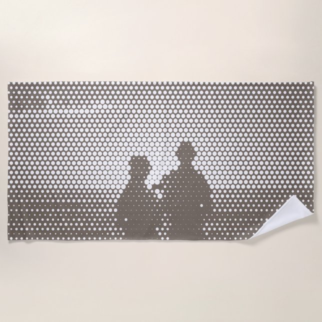 Serviette De Plage Tech Black&White Halftone Effet Couple sur la plag (Devant)