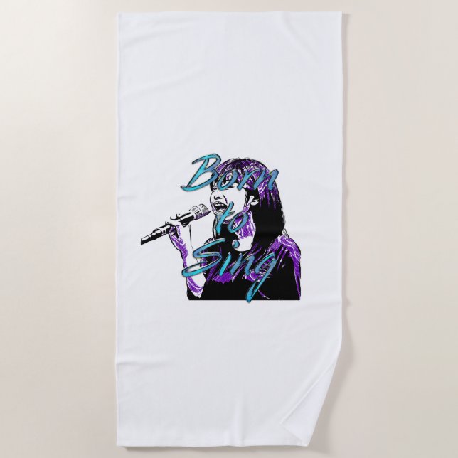 Serviette De Plage TEE Né pour chanter (Devant)
