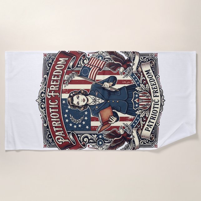 Serviette De Plage Tee-shirt graphique vectoriel enseignant patriotiq (Devant)