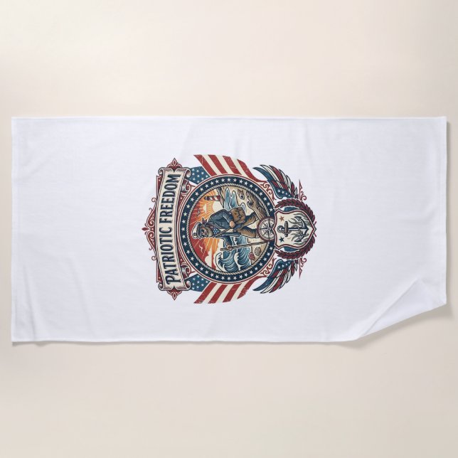 Serviette De Plage Tee-shirt graphique vectoriel Patriotic Beachcombe (Devant)