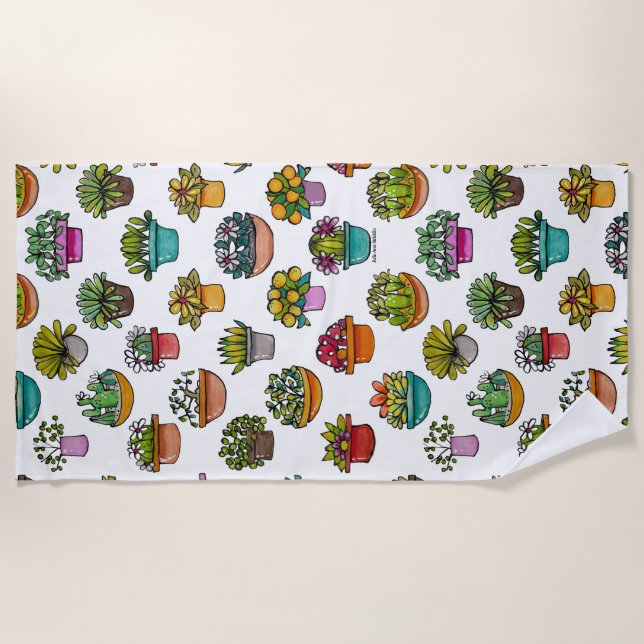Serviette De Plage Teindre les plantes dans des pots (Devant)